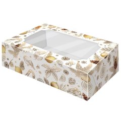 Коробка для зефира с окошком "Золотой Новый Год" 25х15х7 см КУ-614