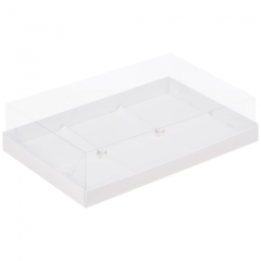 Коробка на 6 пирожных с пластиковой крышкой Белая 30х19,5х8 см 070550