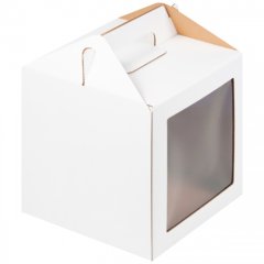 Коробка для торта/кулича Белая ForGenika 16х16х18 см Past Handle 180 ф