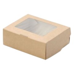 Коробка для сладостей с окном крафт 10х8х3,5 см 116063