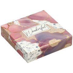 Коробка для сладостей "Мрамор" розово-фиолетовая 14х14х3,5 см 7150207