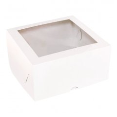 Коробка для торта Белая с окном 22х22х11 см 