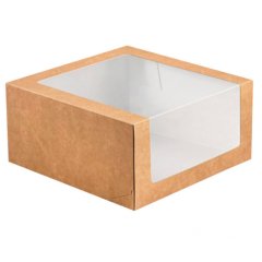 Коробка для торта с окном крафт 22,5х22,5х11 см 