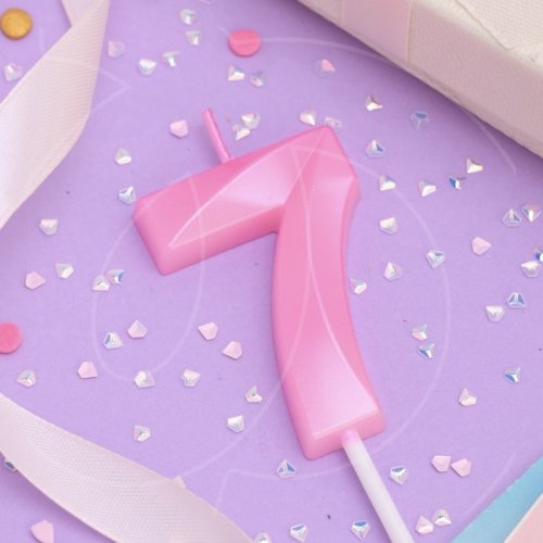 Свеча декоративная Цифра "7" Грань Розовый 10327718