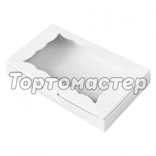 Коробка для печенья/конфет с окном белая 12х20х3 см 