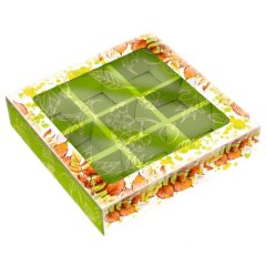 Коробка на 9 конфет с окном "Осенний букет" 13,8х13,8х3,8 см 