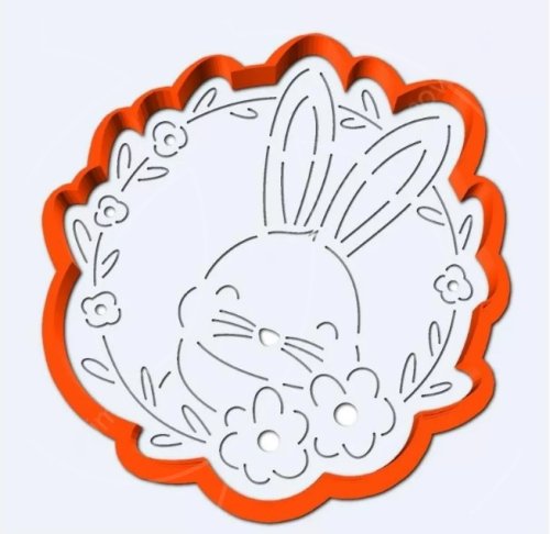 Вырубка пластиковая LUBIMOVA "Зайчик с цветами в венке" LC-00011920	