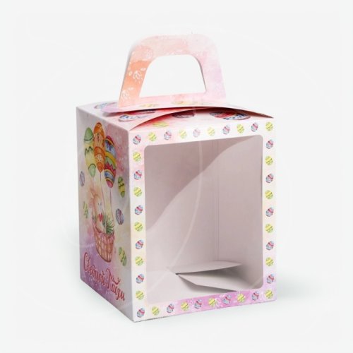 Коробка для торта/кулича с окном "Светлой Пасхи" 15х15х18 см 7653772