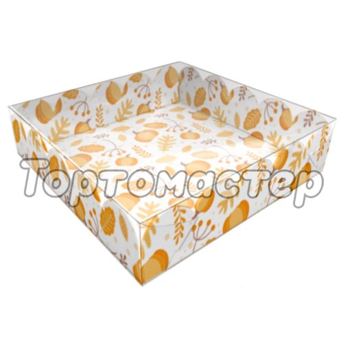 Коробка для сладостей двухсторонняя Осенний презент 15х15х3 см 