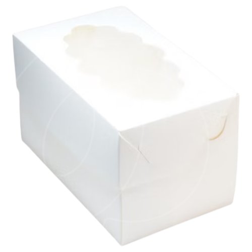 Коробка на 2 капкейка с окном белая 16х10х10 см 