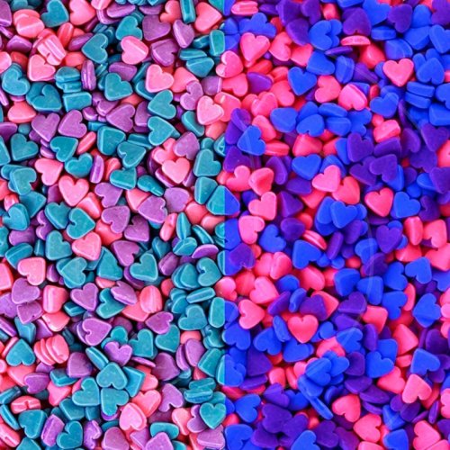 Посыпка кондитерская "Сердечки неон сине-розово-фиолетовые" 50 г 390/18