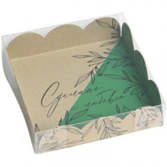 Коробка для сладостей с окошком "С любовью" 10,5x10,5x3 см 7155159