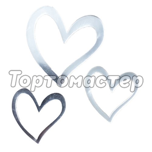 Топпер декоративный акриловый Сердечки Серебряные 4,5 см 3 шт 