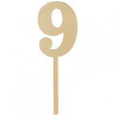 Топпер декоративный акриловый Цифра малая "9" Золото