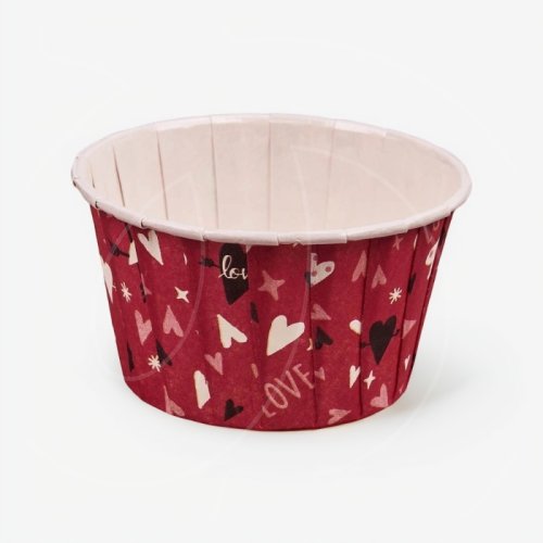 Капсула бумажная с ламинацией "Красная с сердцами" D50 H40 1 шт 			