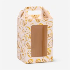 Коробка для торта/кулича с окном "Золотые яйца" 10х10х15 см 10967598