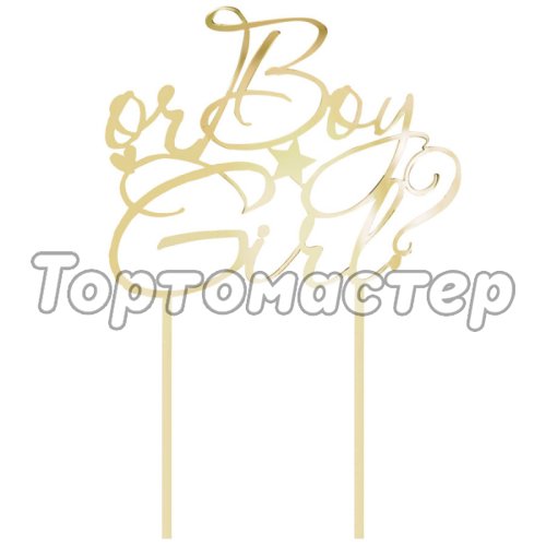 Топпер декоративный акриловый "Мальчик или девочка" Золото 