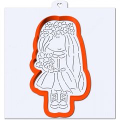 Вырубка пластиковая и трафарет LUBIMOVA Девочка с цветами LC-00010506