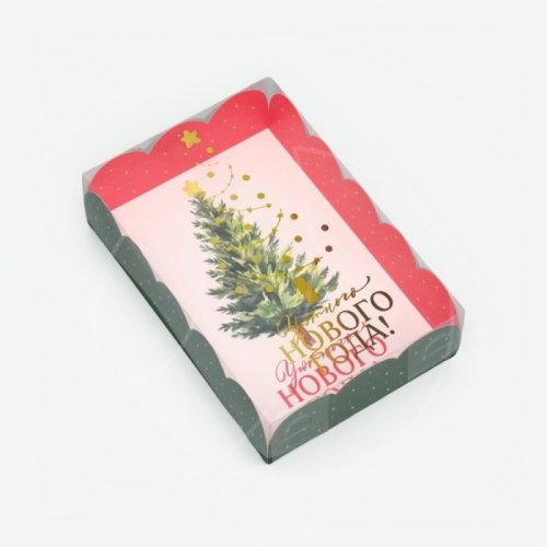 Коробка для сладостей с прозрачной крышкой "Уютный Новый год" 20х30х8 см 9675365	 