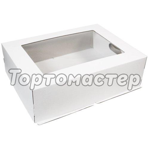 Коробка для торта с окном Белая 30х40х12 см