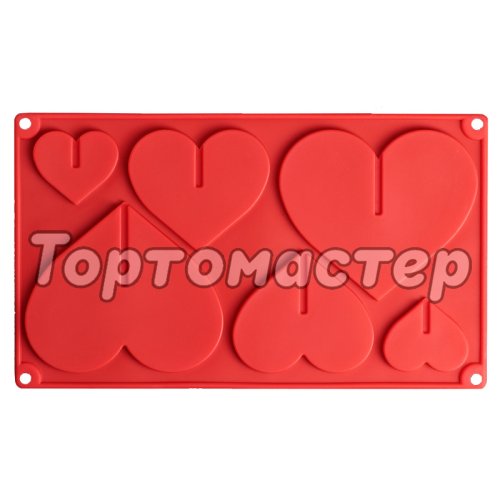 Форма силиконовая для шоколада Сердце 3D 6 шт