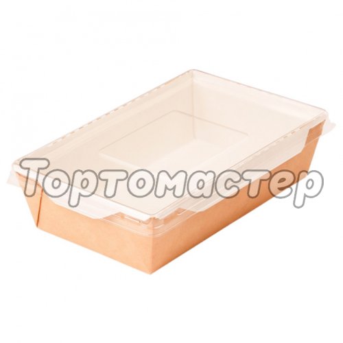 Коробка для сладостей с прозрачной крышкой крафт 20,7x12,7x5,5 см ECO OpSalad 800