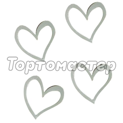Топпер декоративный акриловый Сердечки Серебряные 3 см 3 шт 