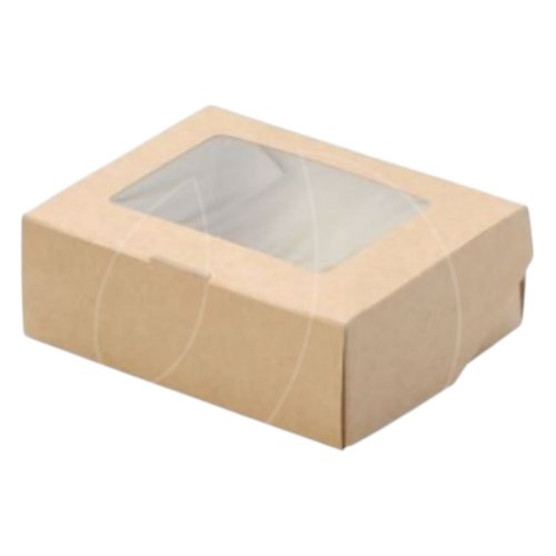 Коробка для сладостей с окном крафт 10х8х3,5 см 116063