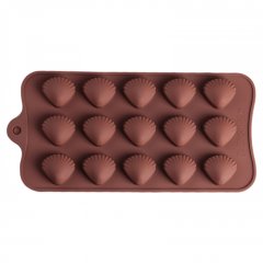 Форма силиконовая для шоколада Ракушка с жемчужиной 15 шт 762771