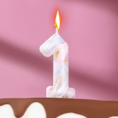Свеча декоративная Цифра "1" "Белый мрамор" 6990830
