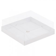 Коробка на 4 пирожных с пластиковой крышкой Белая 19х19х8 см 070560
